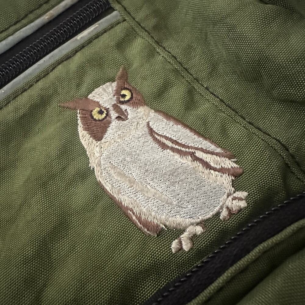 VTG LL Bean Backpack Kids Owl Logo Green Mesh Medium 16in CCT